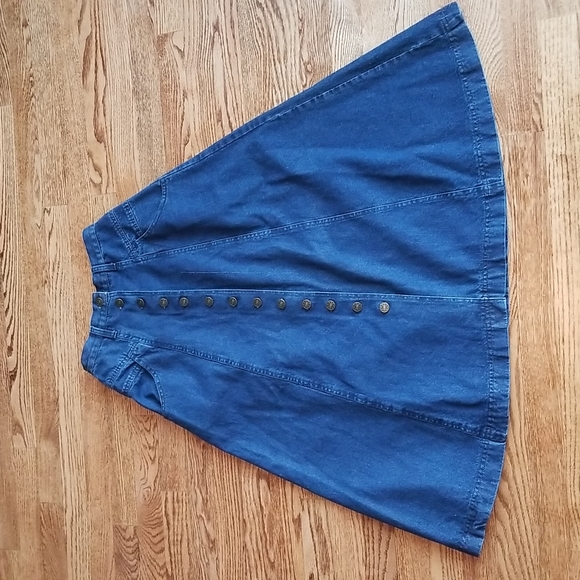 Blanche Porte Dresses & Skirts - Blanche Porte Vintage Full Denim Skirt 100% Cotton A-Line Button Front Midi